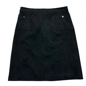 Karl Lagerfeld Black Faux Suede Zip Up Skirt. Front pockets, front slit. 12